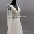 flower decorate Half Long Sleeves Bridal white ball wedding gown